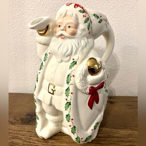White and Gold Holiday Santa Collection by Lenox Santa Claus Pitcher Jug